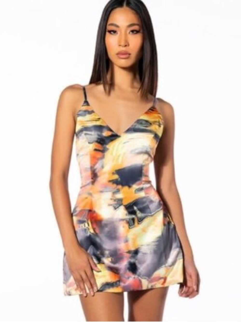 NWT Akira Into You Sleeveless Satin Mini Dress New Party Vacation Summer Large